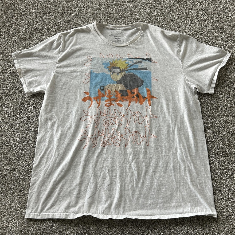 Naruto Shippuden Shirt Mens 2XL White Graphic Anime Tee T-Shirt Viz Media